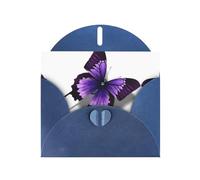 Carte de vœux en papier nacré avec impression papillon violet - Design unique - Enveloppes pour remerciement, invitations