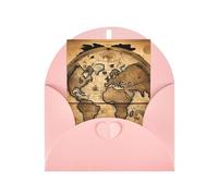 Carte de vœux en papier nacré avec imprimé globe antique pour anniversaire, Thanksgiving, Noël, Nouvel An