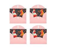 Carte de vœux en papier nacré avec motif coq mignon et poules horizontales pour anniversaire, Halloween, Noël, Halloween, fête d'anniversaire, fêtes