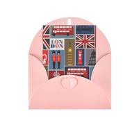 Carte de vœux en papier nacré avec symboles de l'Angleterre pour anniversaire, Thanksgiving, Noël, Nouvel An