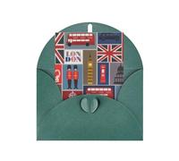 Carte de vœux en papier nacré avec symboles de l'Angleterre pour anniversaire, Thanksgiving, Noël, Nouvel An