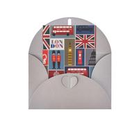 Carte de vœux en papier nacré avec symboles de l'Angleterre pour anniversaire, Thanksgiving, Noël, Nouvel An