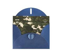 Carte de vœux en papier nacré bleu avec enveloppe - Motif camouflage militaire - Convient pour les vœux d'anniversaire, les félicitations et les condoléances.