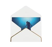 Carte de vœux en papier nacré bleu sirène avec enveloppe dorée pour fête de mariage ou Noël