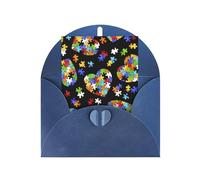 Carte de vœux en papier nacré pour sensibilisation à l'autisme - Motif cœur - Pour anniversaire, Thanksgiving, Noël, Nouvel An