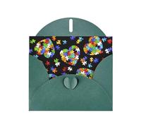 Carte de vœux en papier nacré pour sensibilisation à l'autisme - Motif cœur - Pour anniversaire, Thanksgiving, Noël, Nouvel An