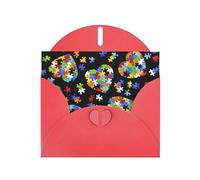 Carte de vœux en papier nacré pour sensibilisation à l'autisme - Motif cœur - Pour anniversaire, Thanksgiving, Noël, Nouvel An