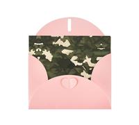 Carte de vœux en papier nacré rose avec enveloppe - Motif camouflage militaire - Idéal pour les vœux d'anniversaire, les mariages, les félicitations et les condoléances.