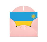 Carte de vœux en papier nacré rose avec enveloppe Motif drapeau du Rwanda Idéal pour les vœux d'anniversaire et les condoléances
