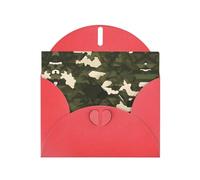 Carte de vœux en papier nacré rouge avec enveloppe - Motif camouflage militaire - Idéal pour les vœux d'anniversaire, les mariages, les félicitations et les condoléances.