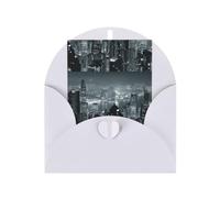Carte de vœux en papier nacré vierge avec impression aérienne Night Of View Hong Kong, cartes verticales, enveloppes pour remerciement, invitations