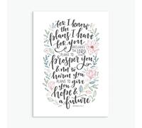 Carte de vœux « For I know the plans I have for you » (feuilles)