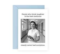 Carte de vœux Get Well Soon - Laughter as a Medicine - Carte de récupération sarcastique pour lui, elle, frère, sœur, femme, homme, amis, meilleure amie, copain, compagnon - Livré avec des