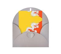Carte de vœux grise avec enveloppe assortie - Drapeau du Royaume du Bhoutan - Motif vierge béni - Cartes humoristiques en papier nacré