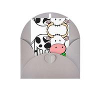 Carte de vœux grise avec enveloppe assortie - Jolie petite vache imprimée vierge motif béni pour anniversaire, mariage, Saint-Valentin