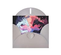 Carte de vœux grise avec imprimé ciel yin yang et yang nacré - Enveloppe incluse - Parfait pour Noël, les anniversaires, la Saint-Valentin, les mariages, et plus encore