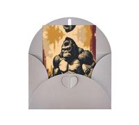 Carte de vœux grise - Carte vierge imprimée King Kong pour anniversaire, mariage, Saint-Valentin et invitation à une fête
