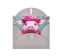 Carte de vœux grise DLXW avec motif cochon rose mignon pour Noël, anniversaire d'enfant, Saint-Valentin, anniversaire de mariage et invitation à une fête
