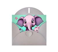 Carte de vœux grise DLXW éléphant et cochon pour Noël, anniversaire d'enfant, Saint-Valentin, anniversaire de mariage et invitation à une fête