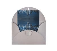 Carte de vœux grise élégante avec enveloppe assortie - Impression réfléchissante Chicago vierge pour anniversaire, Saint-Valentin, mariage