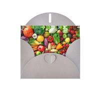 Carte de vœux grise élégante avec enveloppes - Imprimé fruits et légumes frais - Parfait pour un anniversaire, un mariage, la Saint-Valentin et plus encore