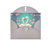 Carte de vœux grise vierge à carreaux et perle magnifique bloc de notes vierge VVXBHGR Motif Le cygne amoureux