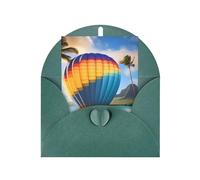 Carte de vœux hawaïenne montgolfière, 10,2 x 15,2 cm, emballage enveloppe en forme de cœur, convient pour toutes les occasions.