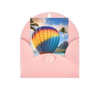 Carte de vœux hawaïenne montgolfière, 10,2 x 15,2 cm, emballage enveloppe en forme de cœur, convient pour toutes les occasions.