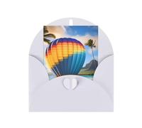 Carte de vœux hawaïenne montgolfière, 10,2 x 15,2 cm, emballage enveloppe en forme de cœur, convient pour toutes les occasions.