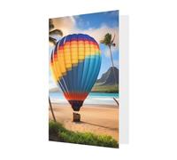 Carte de vœux hawaïenne montgolfière, 10,2 x 15,2 cm, emballage enveloppe en forme de cœur, convient pour toutes les occasions.