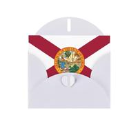 Carte de vœux horizontale Drapeau de la Floride avec enveloppe blanche en forme de cœur et écrire divers vœux de vacances