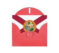 Carte de vœux horizontale Drapeau de la Floride avec enveloppe en forme de cœur rouge et écrire divers vœux de vacances