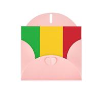 Carte de vœux horizontale Drapeau du Mali avec enveloppe en forme de cœur rose et écrire divers vœux de vacances