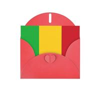 Carte de vœux horizontale Drapeau du Mali avec enveloppe en forme de cœur rouge et écrire divers vœux de vacances