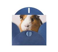 Carte de vœux horizontale en papier nacré avec motif cochon d'Inde portant des fleurs pour cartes d'anniversaire et toutes les occasions, bleu