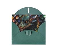 Carte de vœux horizontale en papier nacré avec motif écailles de dragon pour cartes d'anniversaire et toutes les occasions, vert foncé