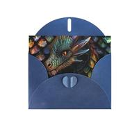 Carte de vœux horizontale en papier nacré avec motif écailles de dragon pour cartes d'anniversaire et toutes les occasions, bleu