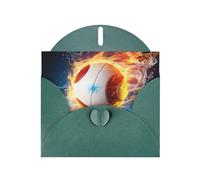 Carte de vœux horizontale en papier perlé avec imprimé volley-ball et feu de glace pour cartes d'anniversaire et toutes les occasions, vert foncé