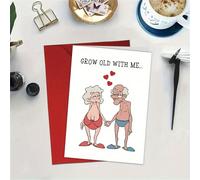 Carte de vœux humoristique "Vieillir ensemble" - Convient pour un anniversaire, une Saint-Valentin - Cadeau romantique pour épouse, mari, petit(e) ami(e) - Avec illustration d'un couple âgé Portrait,L