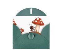 Carte de vœux HYTTER vert foncé avec imprimé petite fourmi sous les champignons pour Noël, anniversaires et anniversaires de mariage