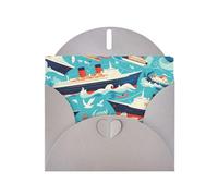 Carte de vœux imprimée bateau de croisière gris WHJSHOP - Papier nacré double face haut de gamme effet perle avec boucle d'amour et enveloppe en papier nacré