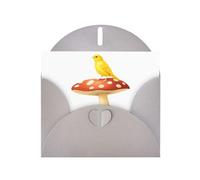 Carte de vœux imprimée Canari gris YYHWHJDE sur un champignon 15,2 x 10,2 cm - Design tendance et unique pour diverses occasions