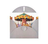 Carte de vœux imprimée carrousel WHJSHOP gris dans une atmosphère romantique - Papier nacré haut de gamme double face effet perle Love Buckle enveloppe en papier perlé
