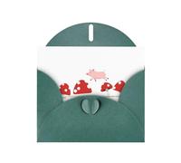 Carte de vœux imprimée cochon BROLEO sautant sur des champignons Vert foncé Pour Noël, anniversaire, Saint-Valentin, anniversaire de mariage et invitations de fête