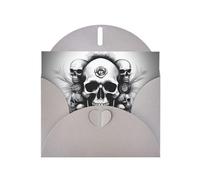Carte de vœux imprimée crânes WHJSHOP gris - Papier nacré double face haut de gamme avec boucle d'amour et enveloppe en papier nacré