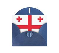 Carte de vœux imprimée drapeau de Géorgie WHJSHOP bleue - Papier nacré haut de gamme avec effet nacré double face