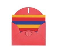 Carte de vœux imprimée drapeau de l'Arménie WHJSHOP rouge - Papier nacré double face haut de gamme effet perle avec boucle d'amour et enveloppe en papier nacré