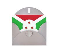 Carte de vœux imprimée drapeau du Burundi - Papier nacré double face haut de gamme - Effet nacré - Enveloppe en papier perlé avec boucle d'amour
