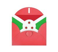 Carte de vœux imprimée drapeau du Burundi WHJSHOP rouge - Papier nacré haut de gamme double face effet perle Love Buckle Enveloppe en papier perlé