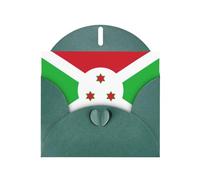 Carte de vœux imprimée drapeau du Burundi WHJSHOP vert foncé - Papier nacré haut de gamme double face effet perlé avec boucle d'amour et enveloppe en papier nacré